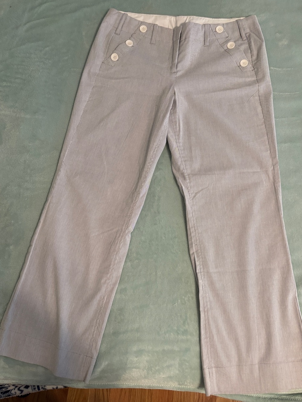 Dalia Light Gray Women's Button-Accent Trousers